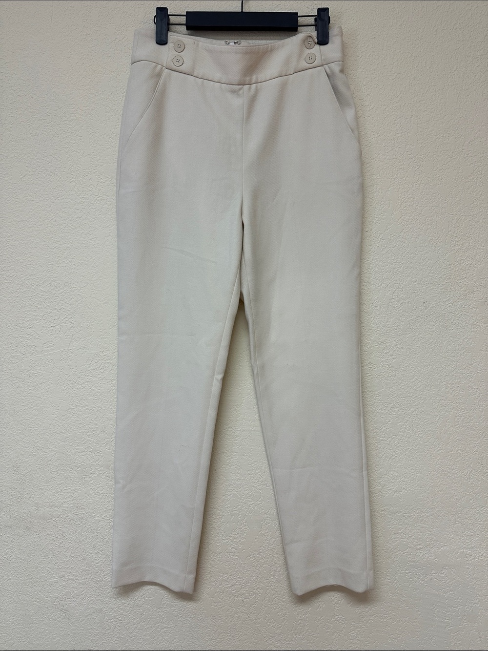 Veronica Beard womans Cream High-Waist Slim Trouser pants size S